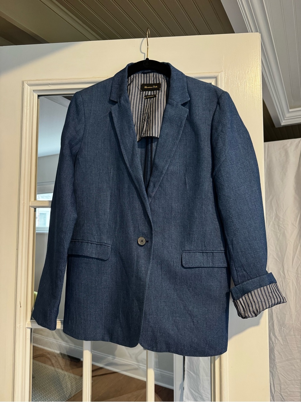 Massimo Dutti Blue Single-Button Women's Blazer
